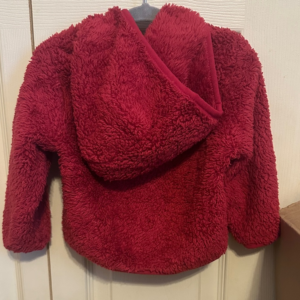 Primary Fuzzy Raspberry Kids Puffer Jacket - Picture 3 of 3